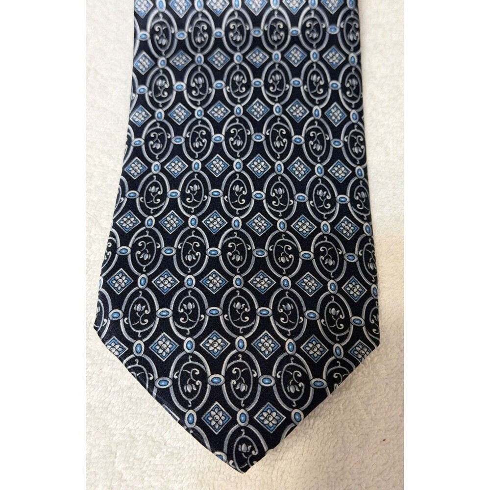 COMO HOUSE Italy  Mens 100% Blue Silk Tie Luxury Classic Necktie 58"